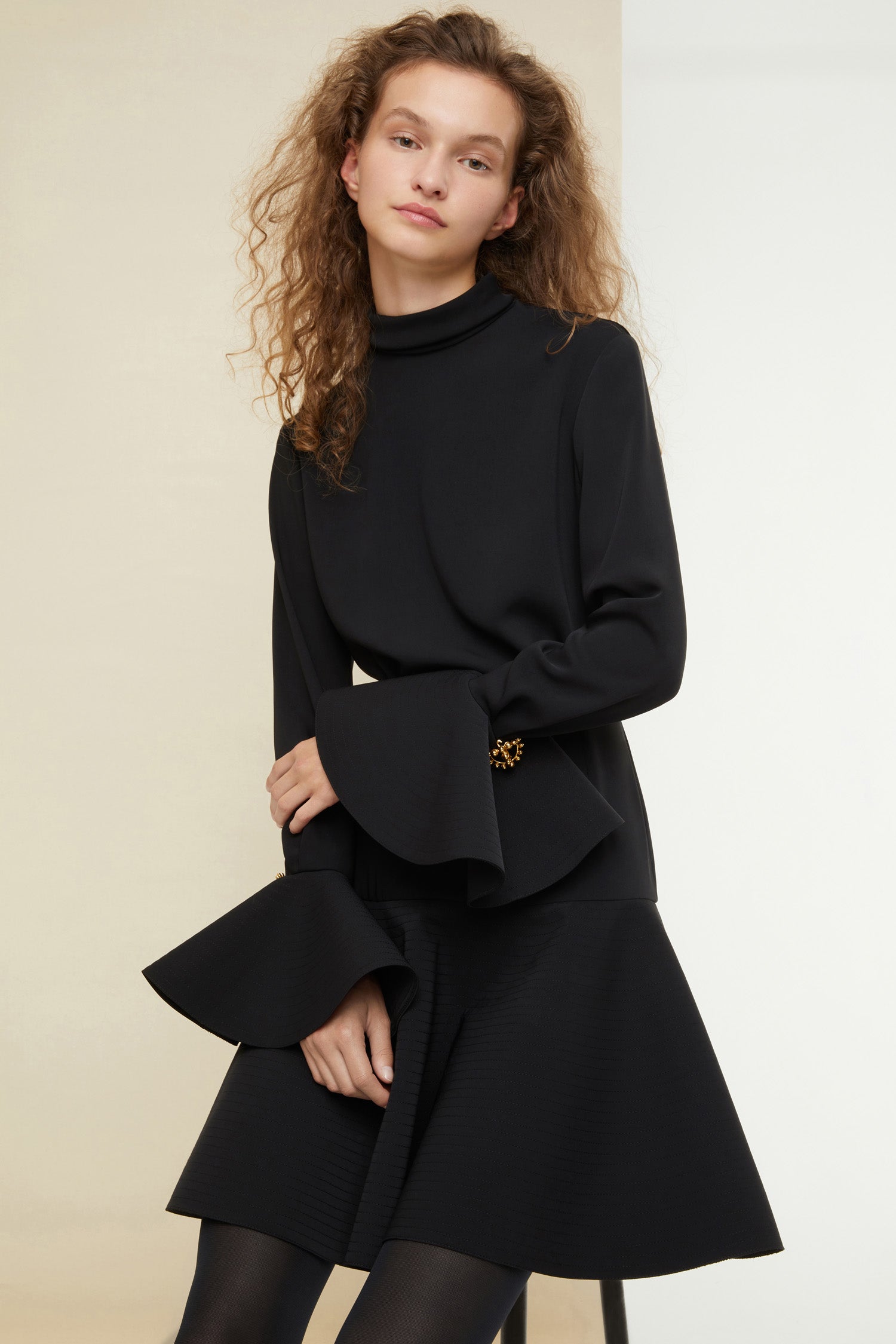 Patou DR064 mini robe cady noir col montant 34-44