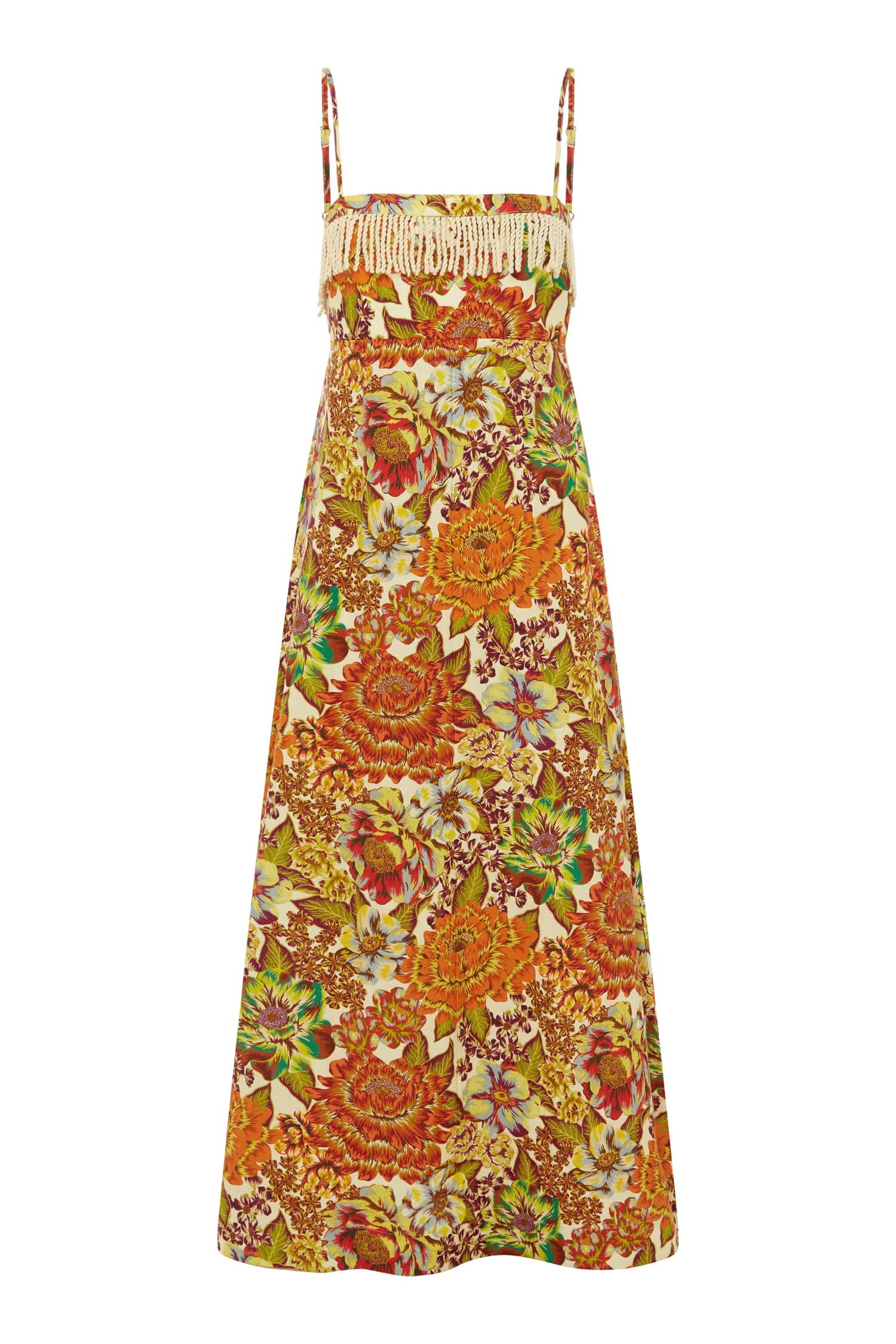 Alemäis Lana Square Neck robe midi lin floral