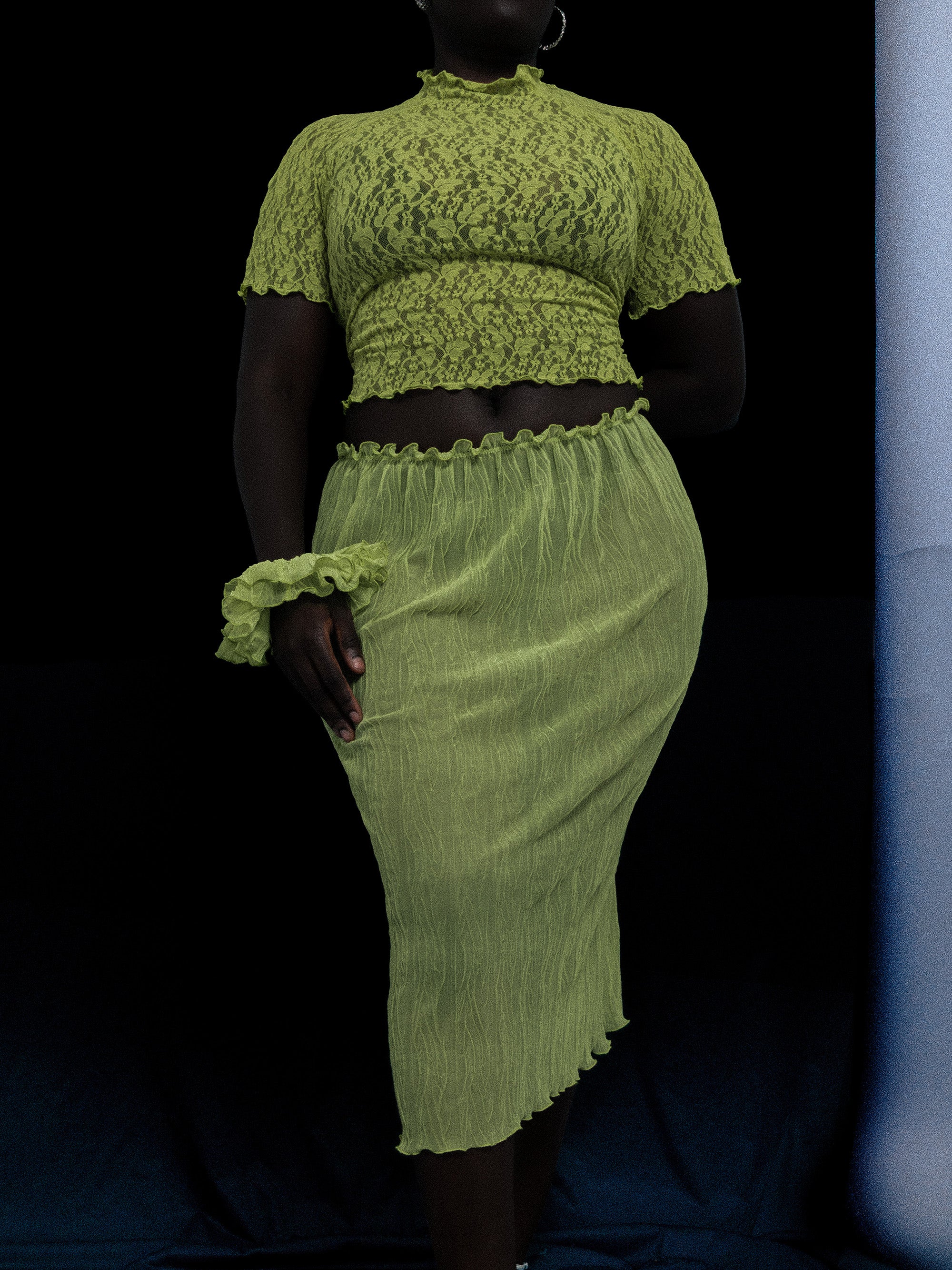 Ester Manas Pistachio Crumpled Easy Skirt jupe vert midi