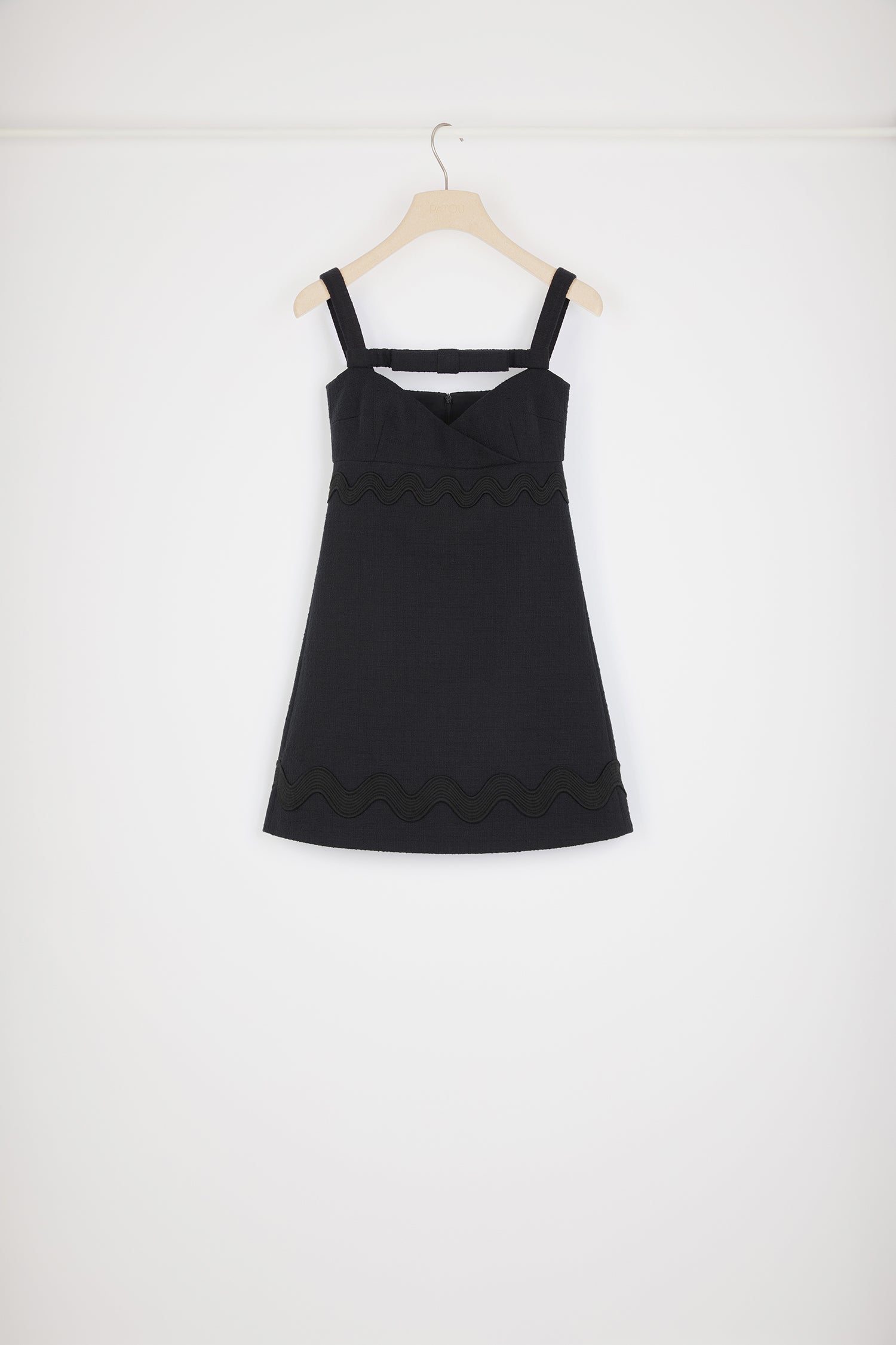 Patou P24DR1370177999B robe tweed coton noire noeud