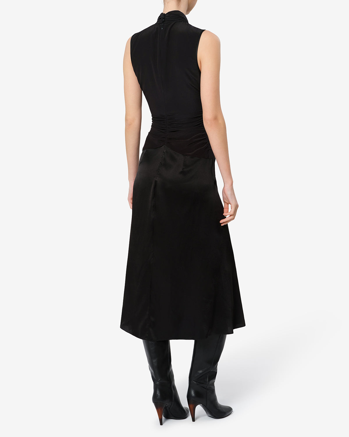 Isabel Marant Delfi robe soie noir mi-longue