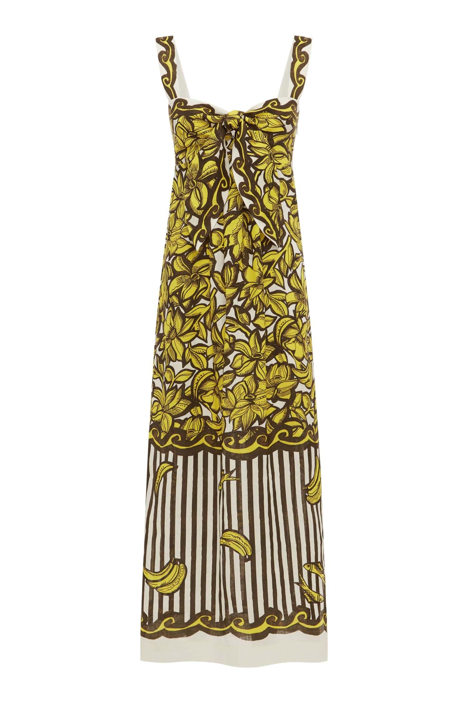 Alemaïs Mona robe midi chanvre nouée imprimé floral