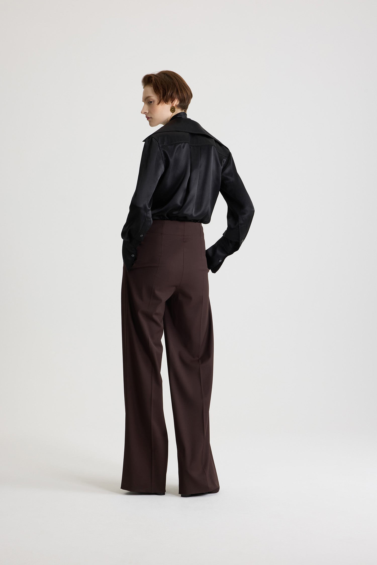 Patou TR054 pantalon évasé Smoked Ebony laine taille 38