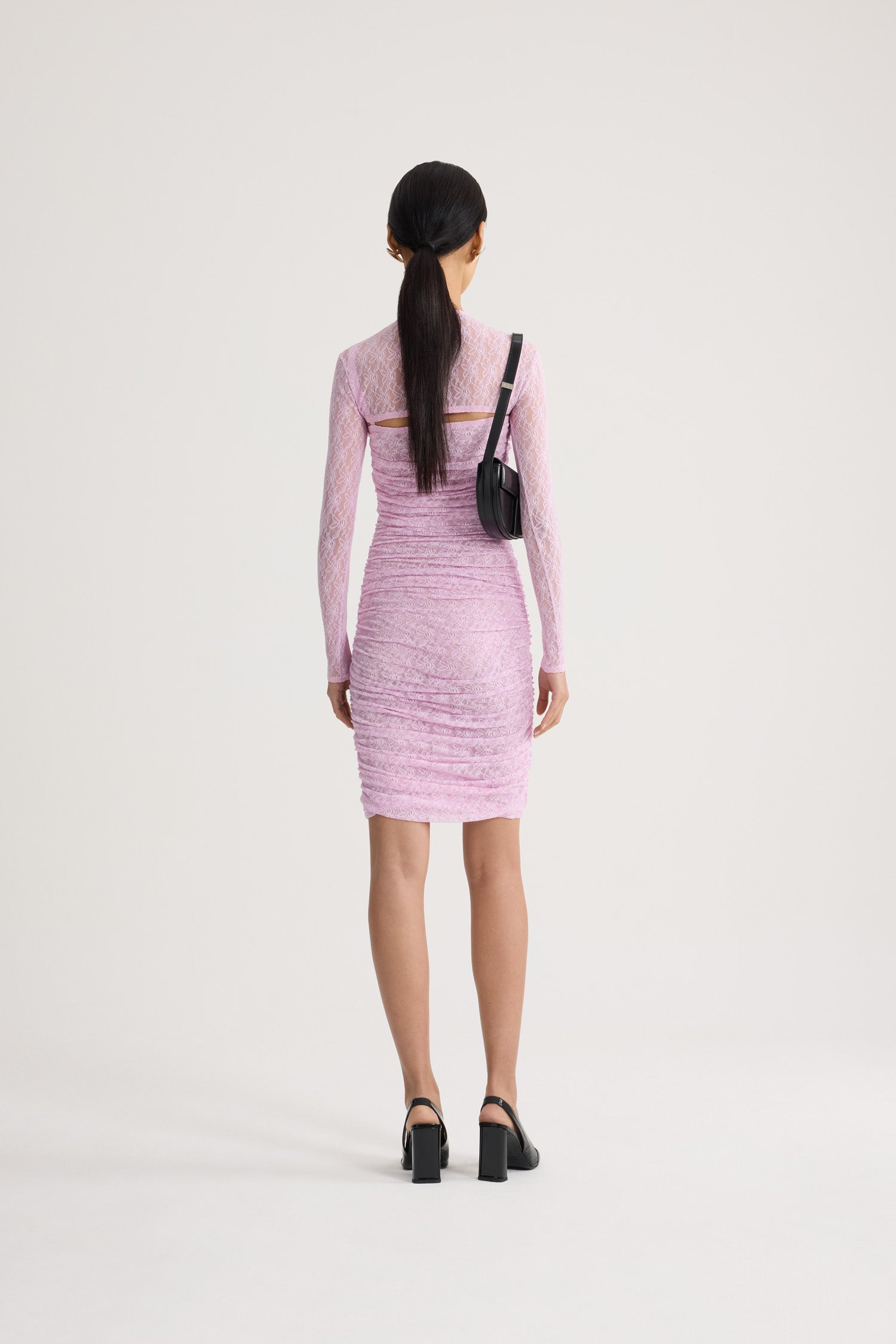 Patou JE241 Robe mini dentelle rose top amovible