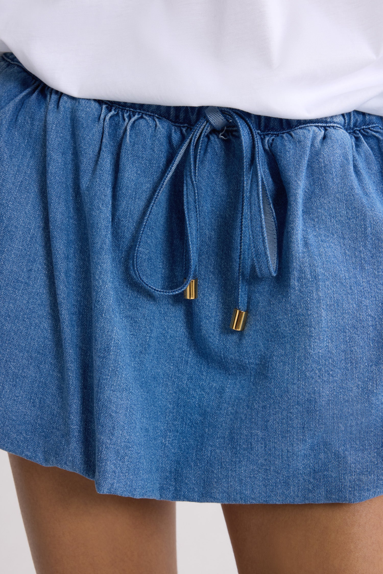 Patou SK081 jupe jean mini bloomer bleu délavé 34