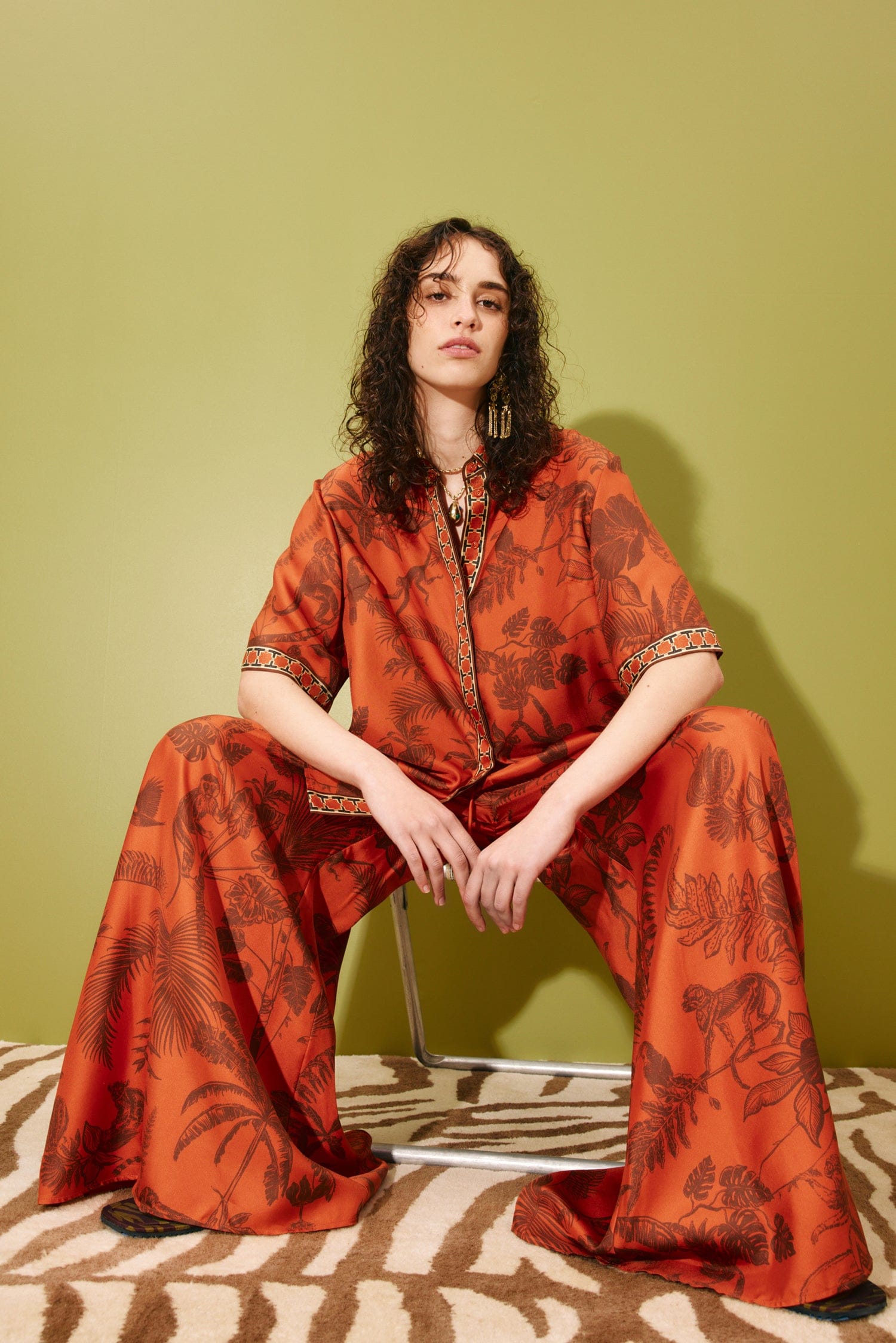 Alemaïs Monkey Dance Silk pantalon palazzo soie large