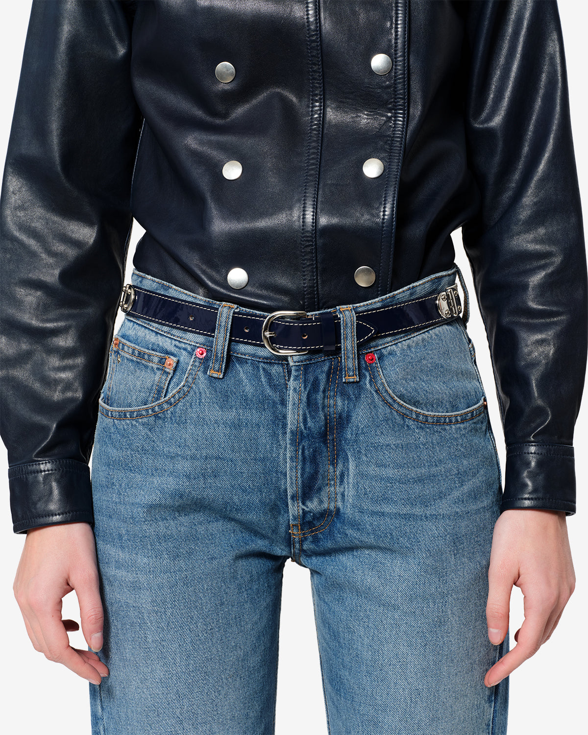Isabel Marant Zap ceinture cuir bleu foncé
