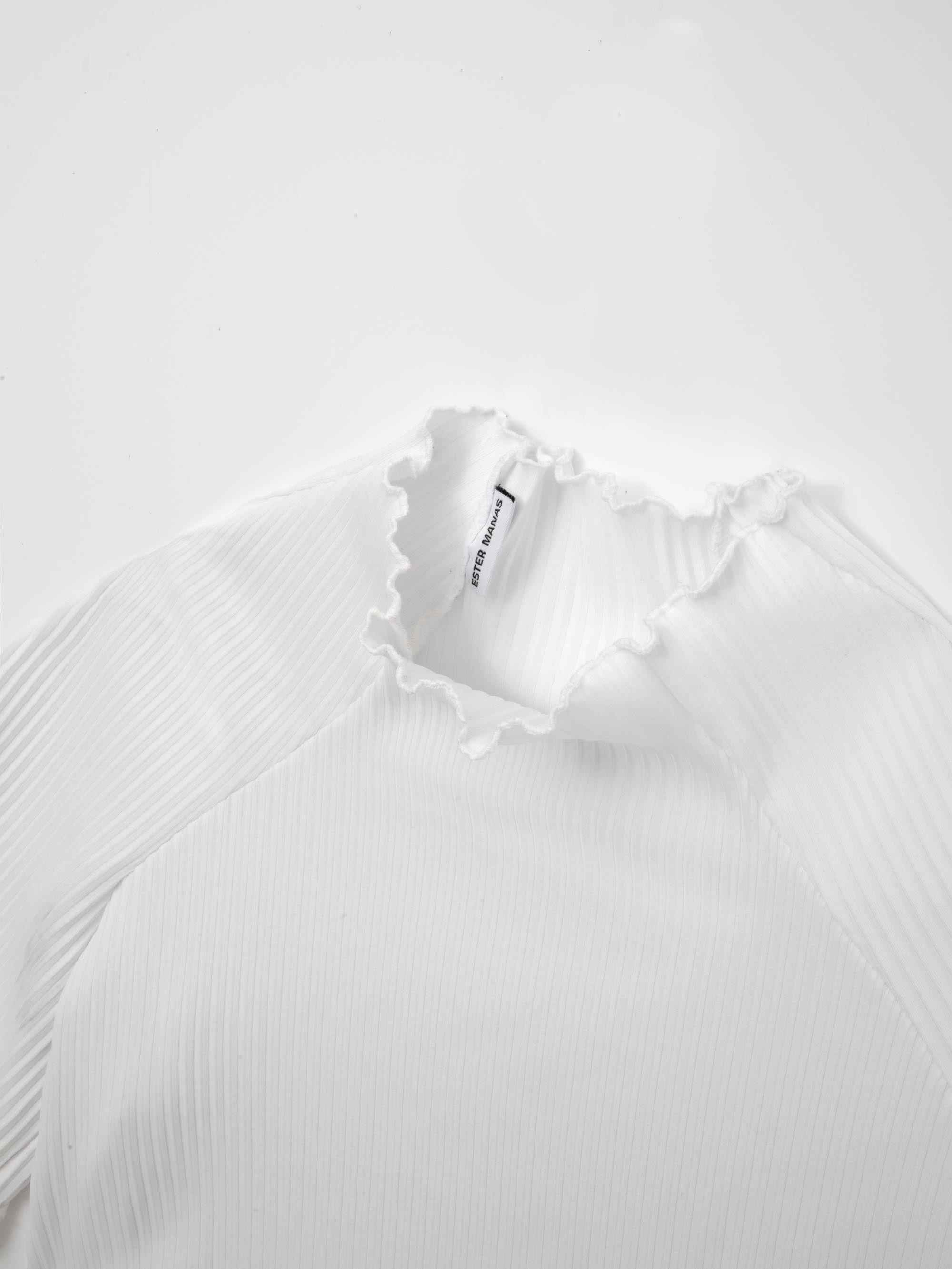 Ester Manas Lace Rib White Easy Top haut blanc dentelle
