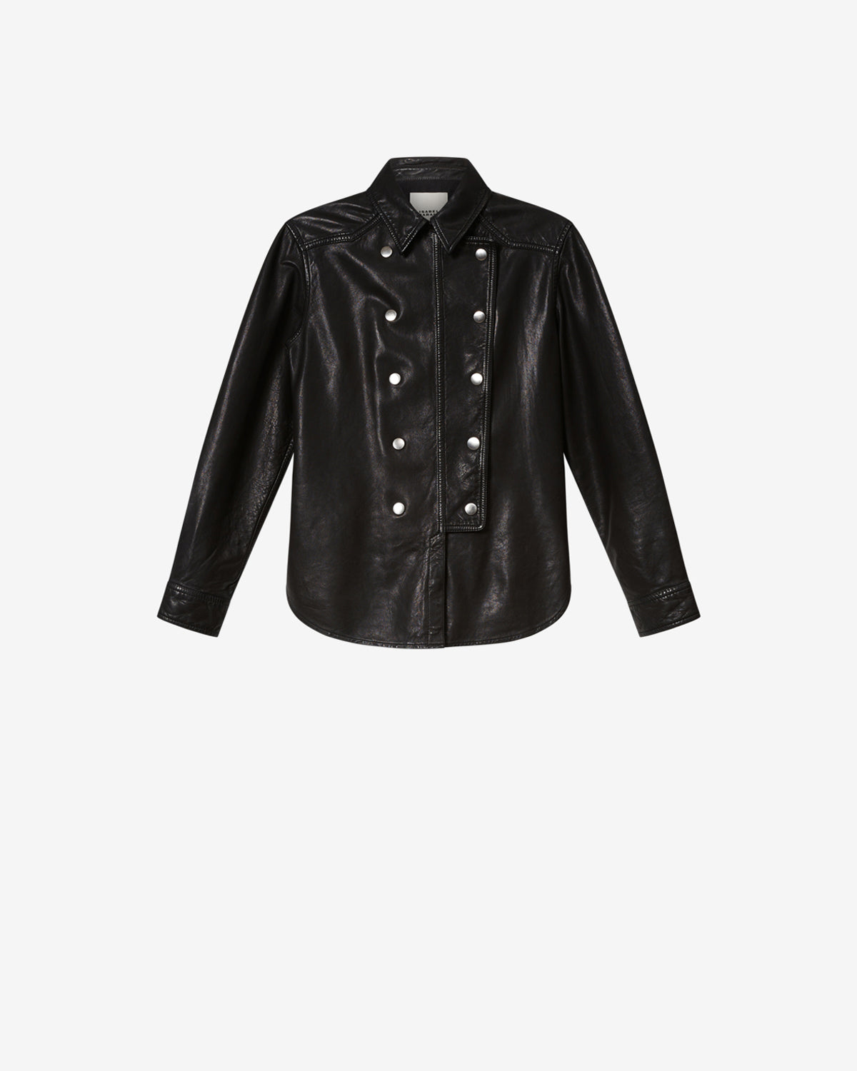 Isabel Marant Valdy chemise cuir noir agneau