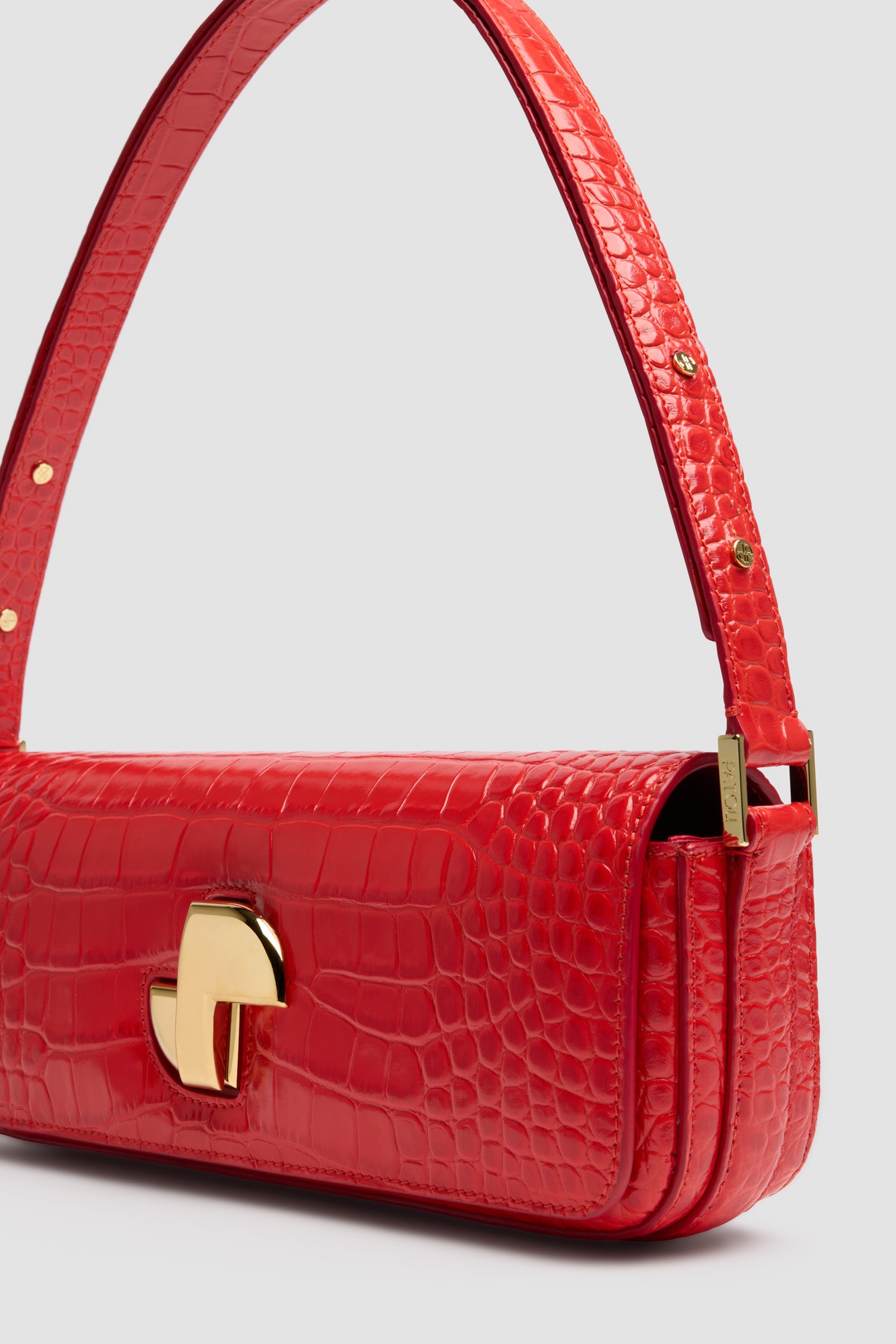 Patou BA020 sac cuir croco Babylone Red rouge