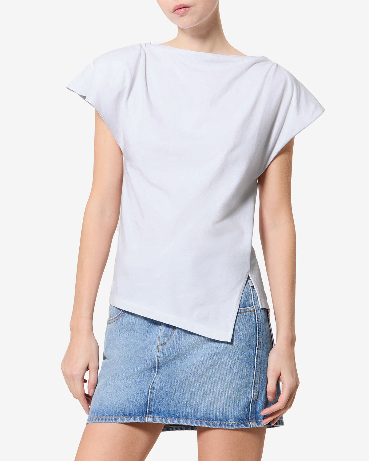 Isabel Marant Sebani t-shirt blanc coton asymétrique