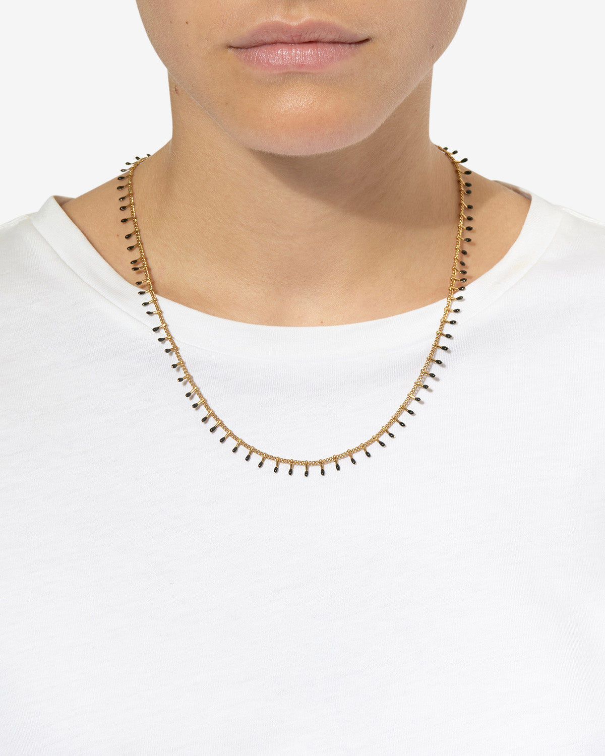 Isabel Marant Casablanca collier laiton doré noir pampilles