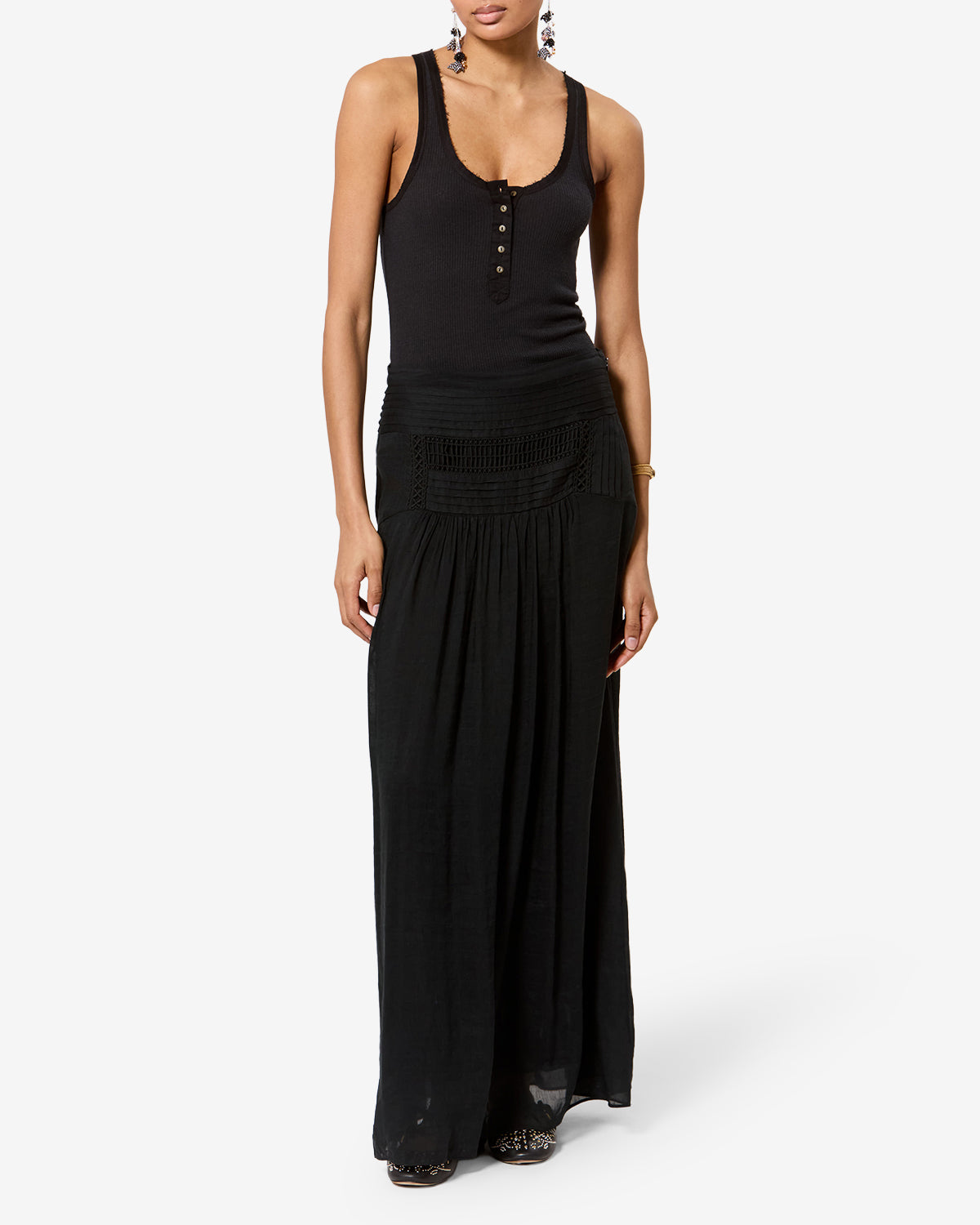Isabel Marant Pylka jupe longue noir en lin