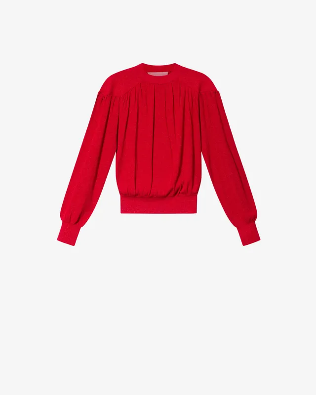 Isabel Marant Enza pull maille lurex rouge profond