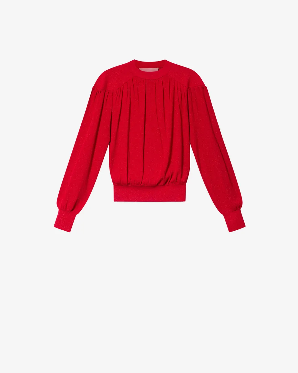 Isabel Marant Enza pull maille lurex rouge profond