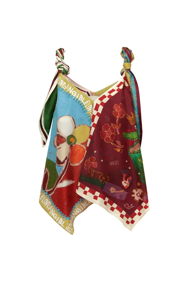 Alemäis Mlak Silk Top haut en soie col V