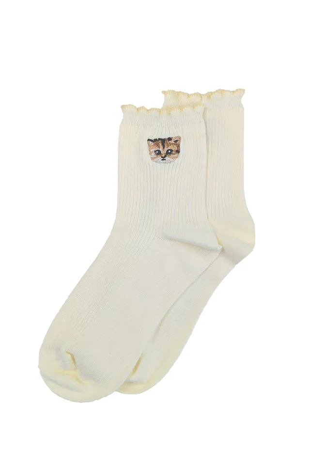 Paul & Joe Nounette chaussettes écru motif tête épaisses