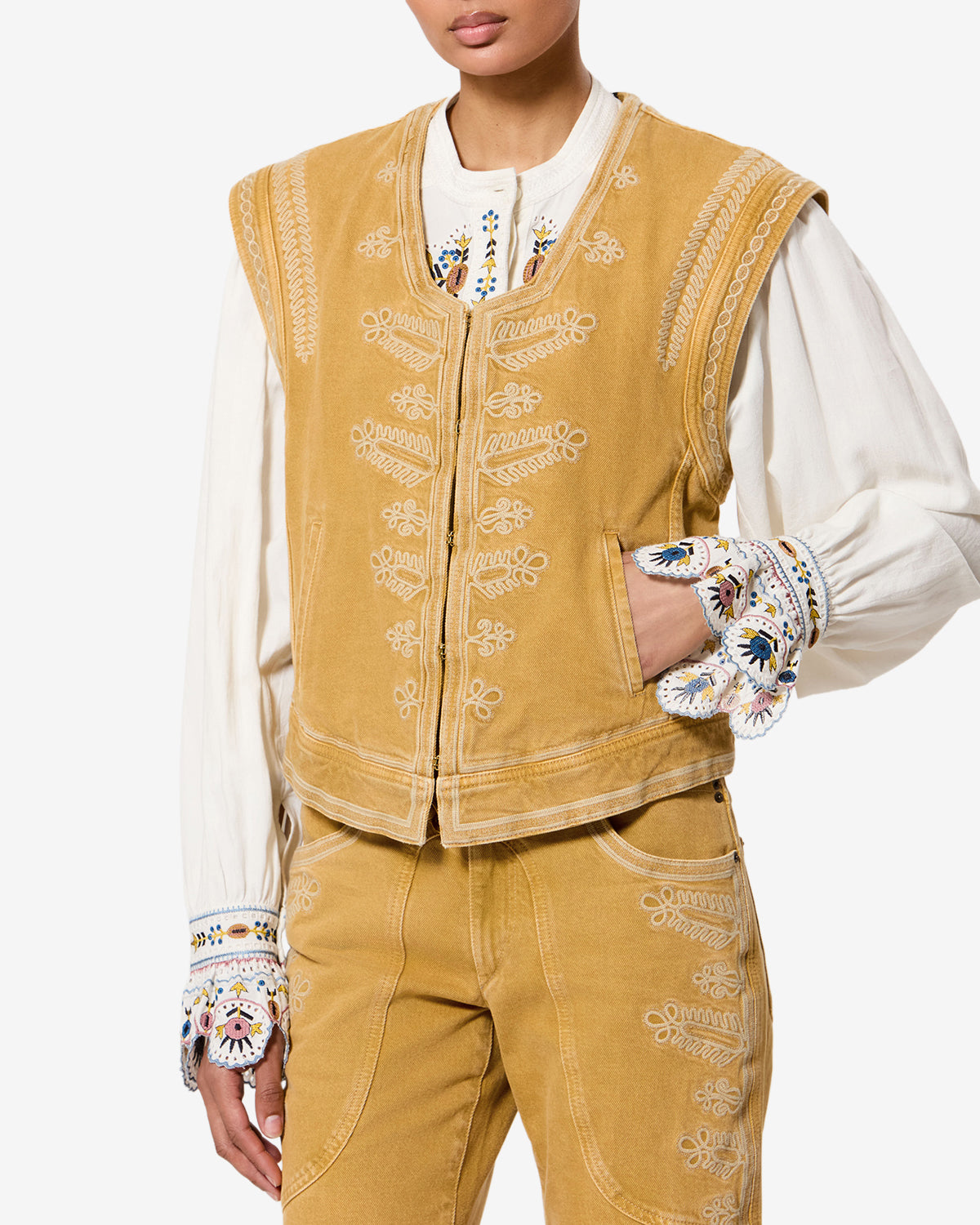 Isabel Marant Edmee GI0090FA gilet honey denim