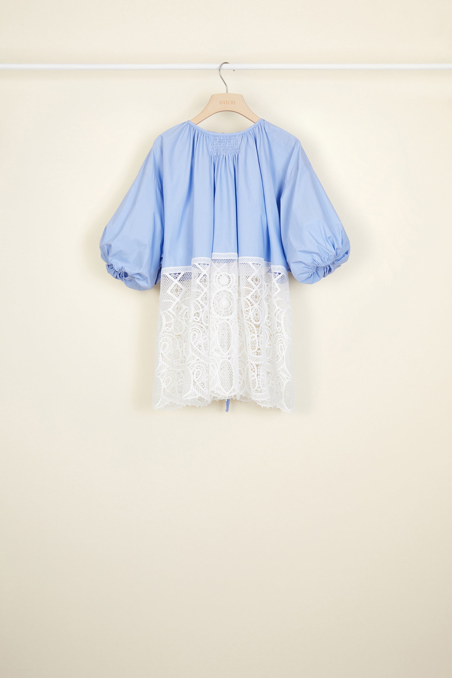 Patou TO0020017620B top coton guipure bleu oversize