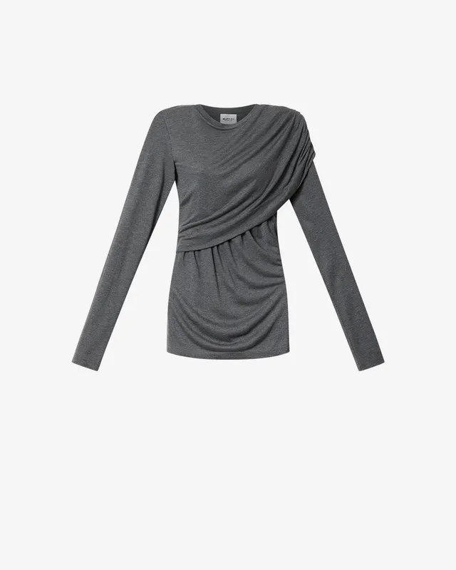 Isabel Marant Dressi HT0656FD top jersey gris drapé