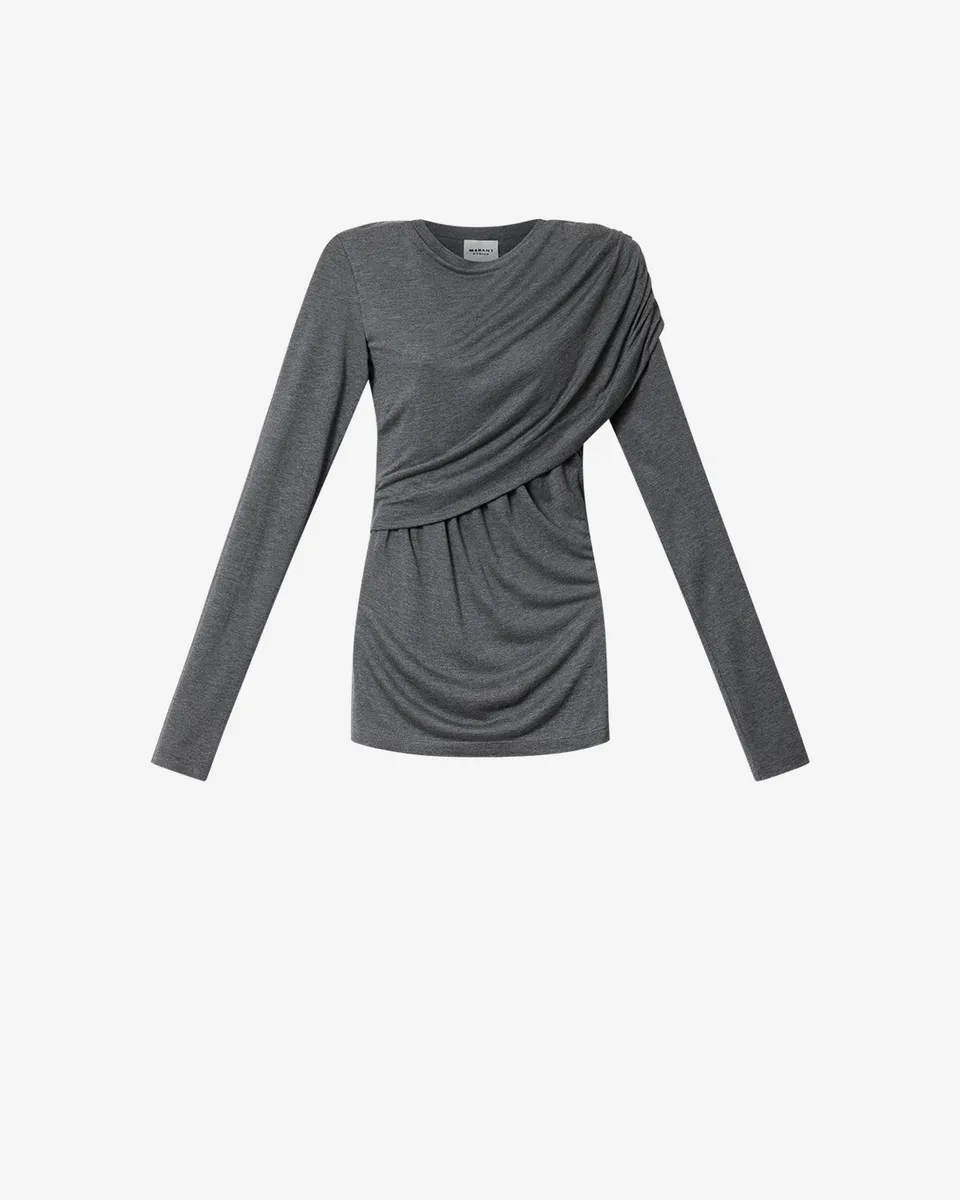Isabel Marant Dressi HT0656FD top jersey gris drapé