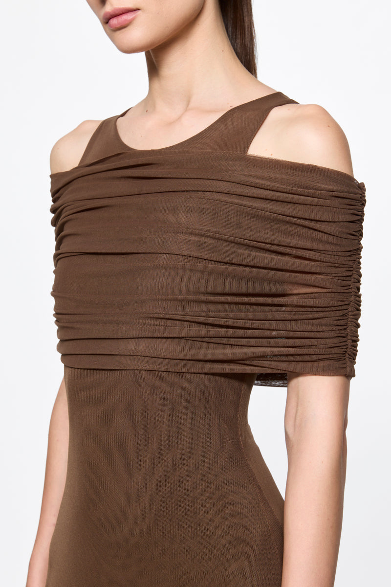 ATU Body Couture robe longue marron mesh bolero