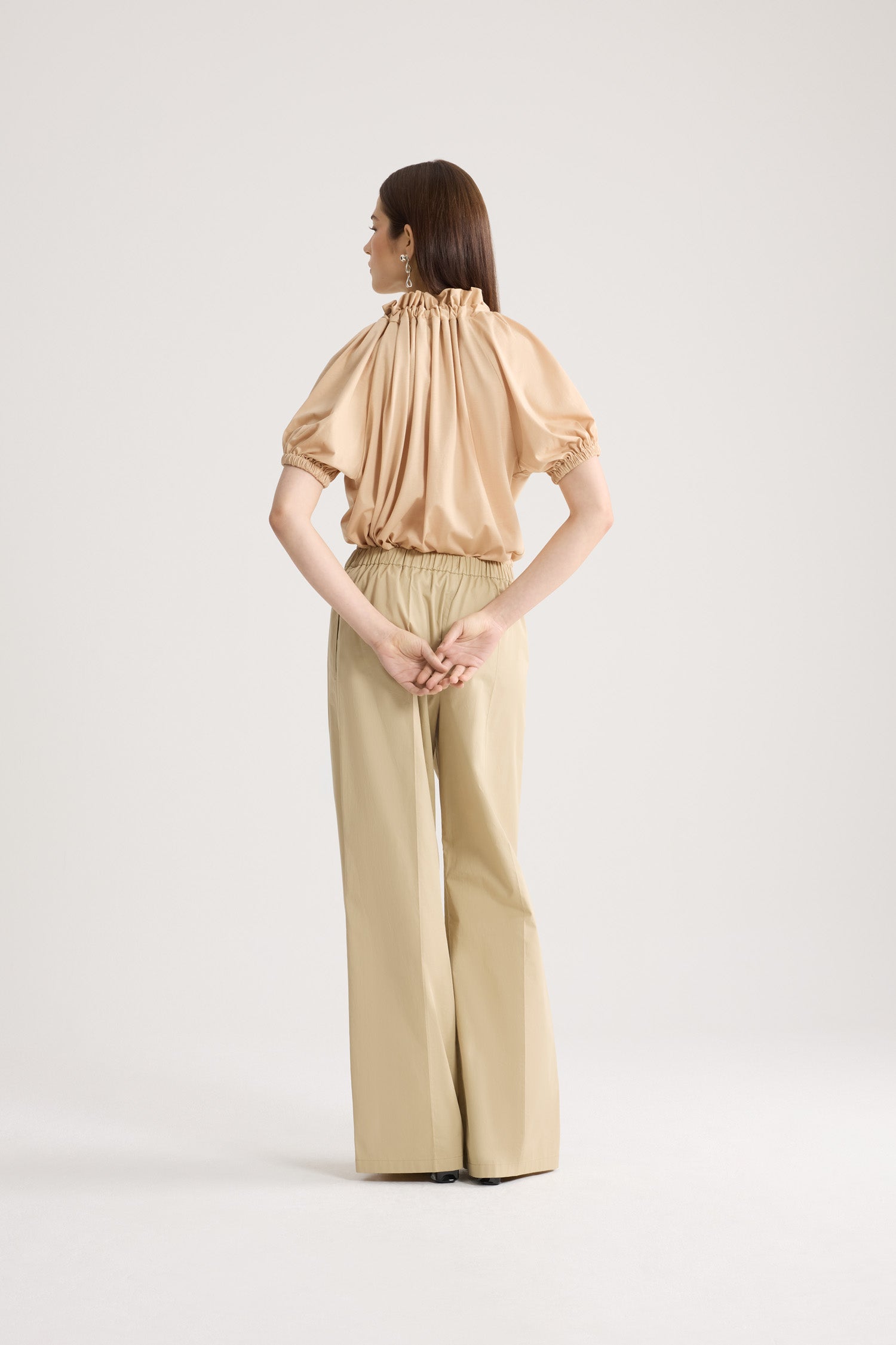 Patou JE139 top coton bio sable col cordon XS-XL