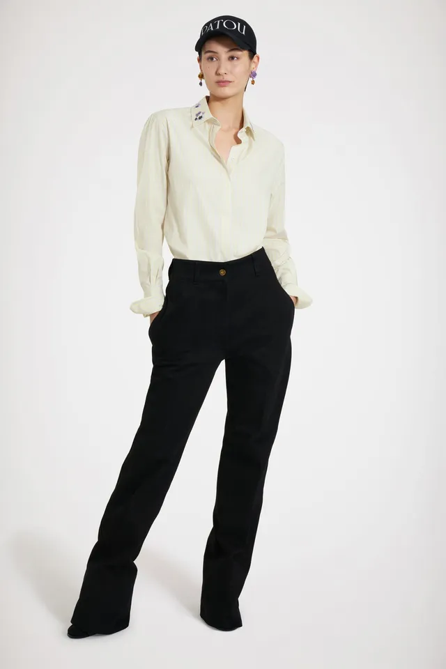 Patou Denim H22TR026 pantalon évasé noir en denim bio