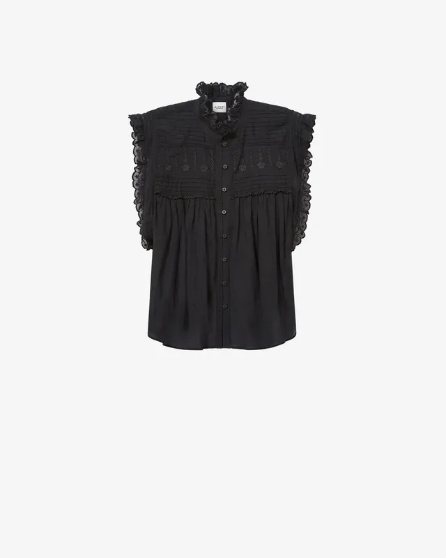 Isabel Marant Dersia top noir voile coton 34-44