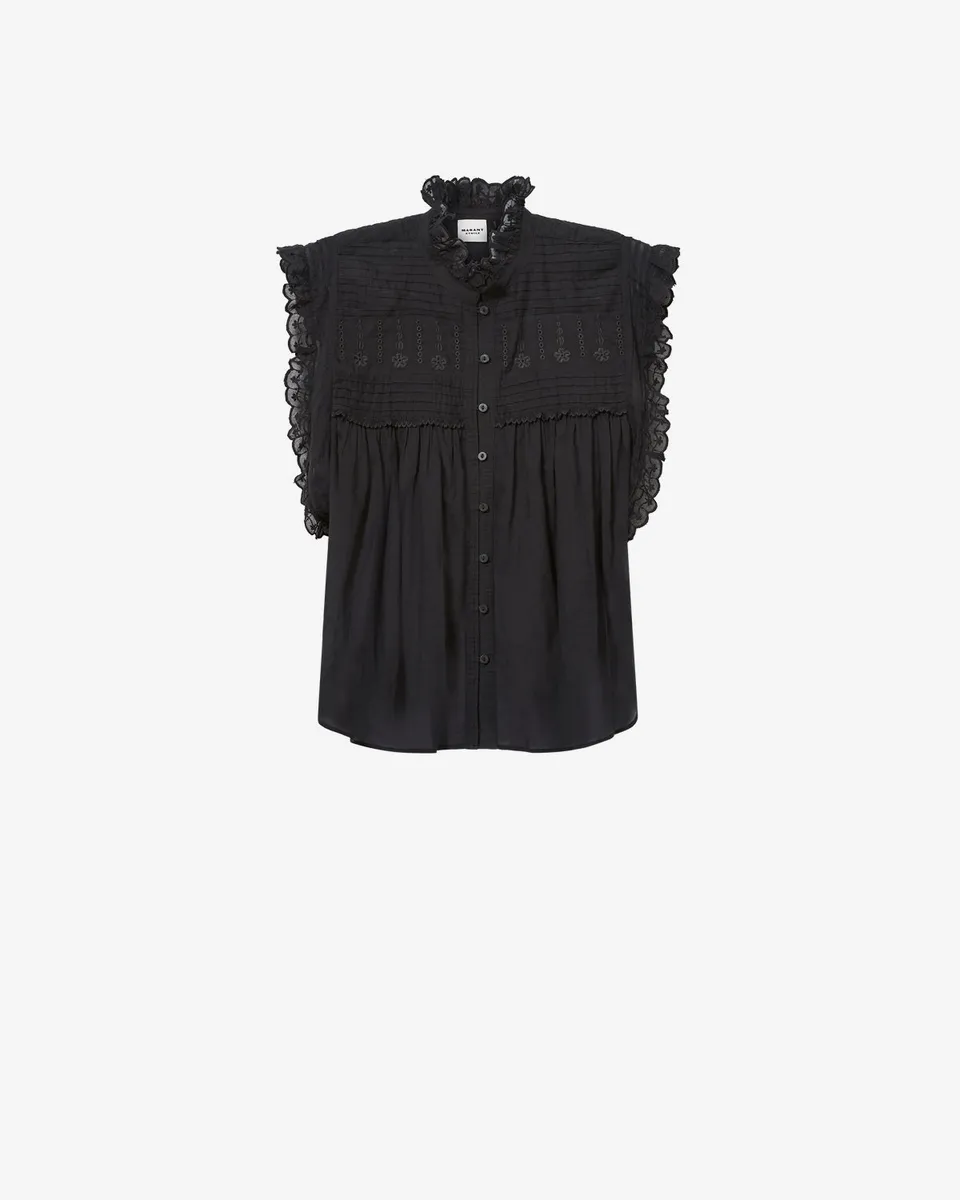 Isabel Marant Dersia top noir voile coton 34-44