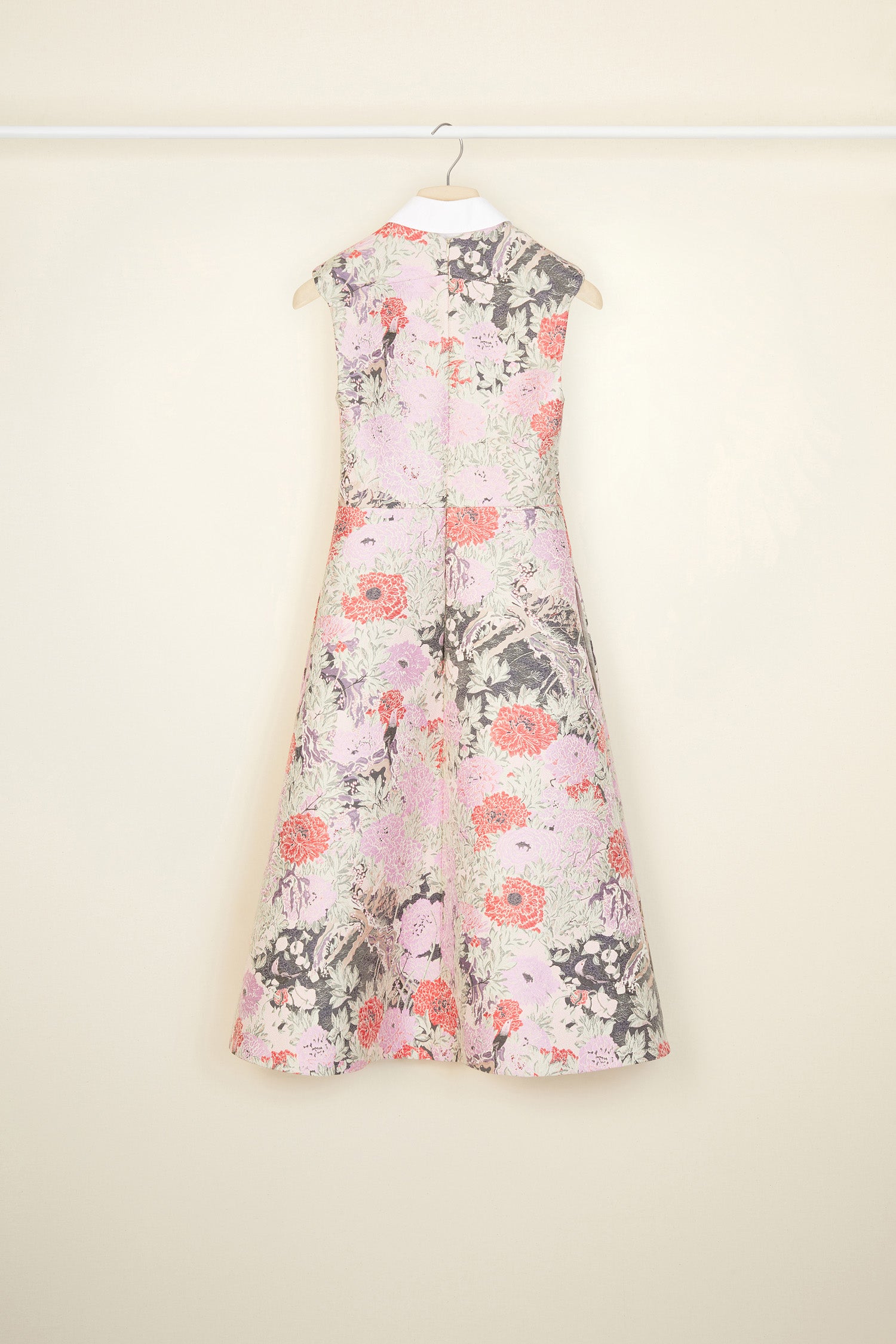 Patou DR063 robe midi jacquard birds peonies