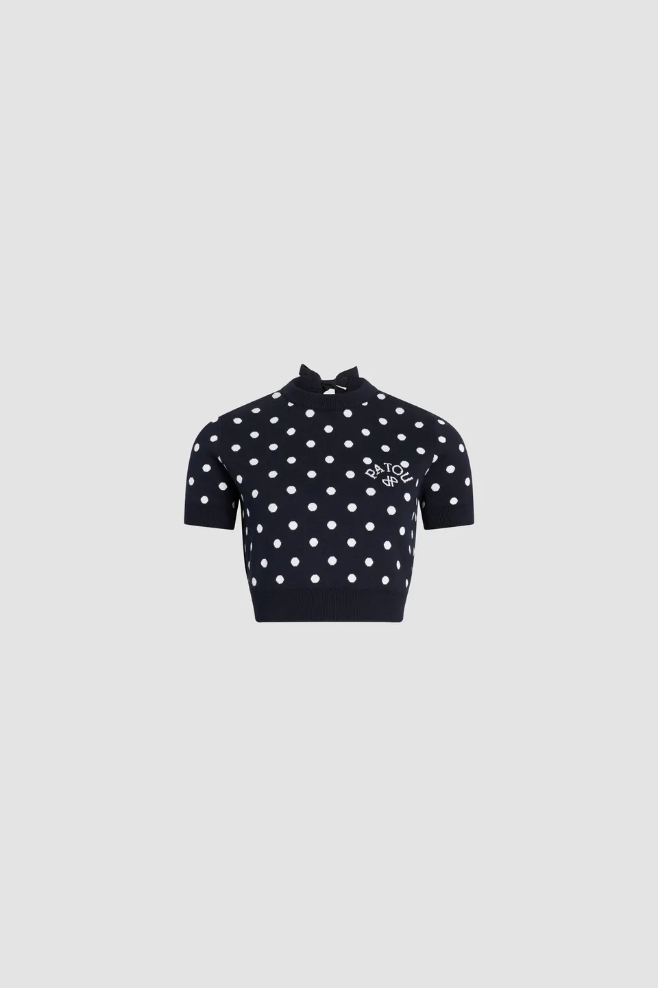 Patou KN318 t-shirt crop coton pois bleu Meteorite