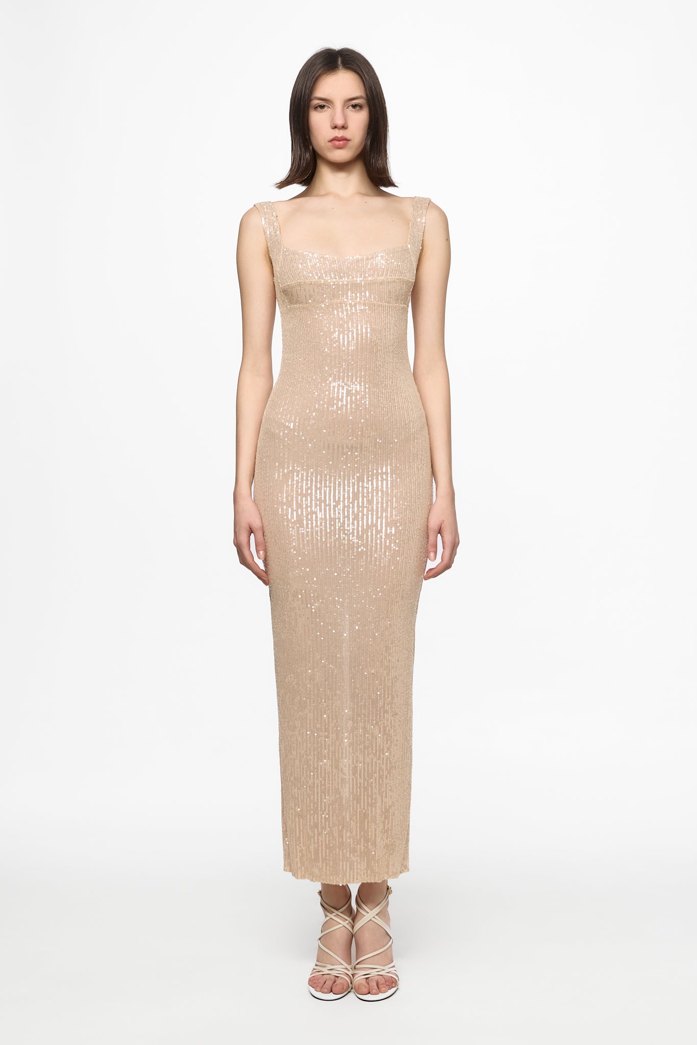 ATU Body Couture Sequins Nude sequined midi dress robe nude