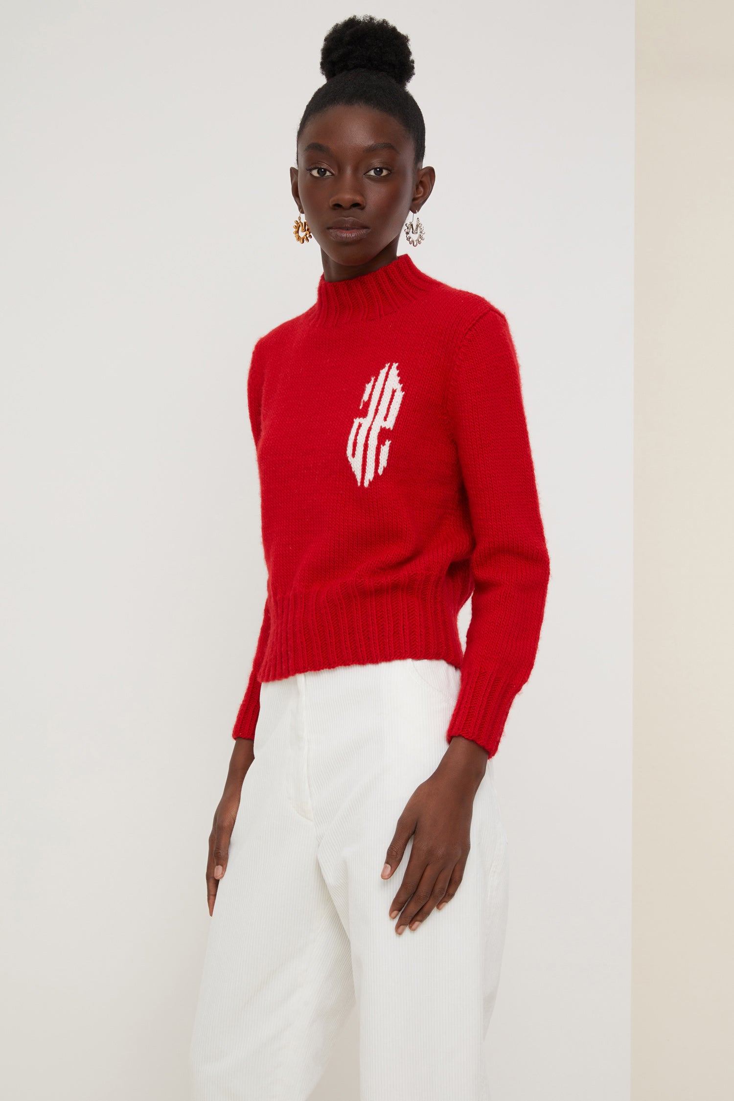 Patou KN028 A20KN0288027302R pull rouge laine cropped