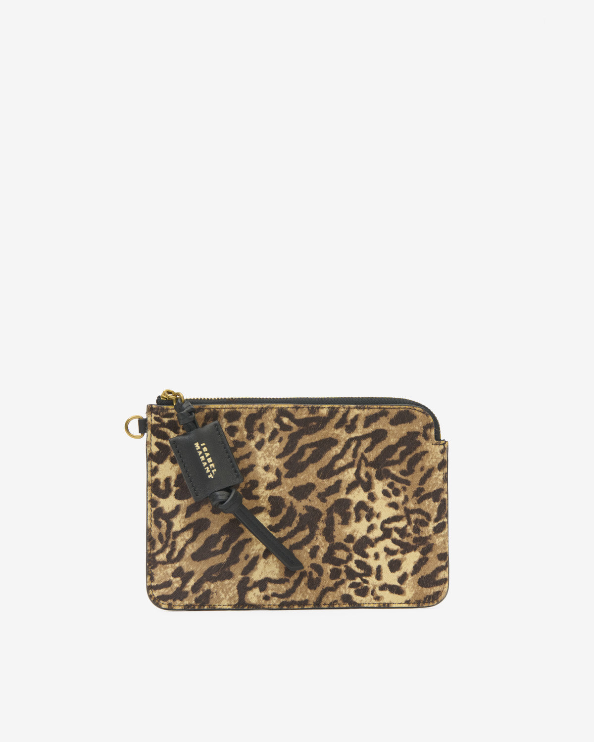 Isabel Marant Oskan pochette fauve cuir zèbre 20 cm