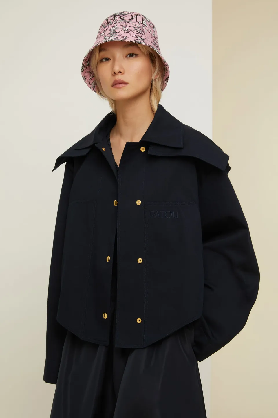 Patou P22OU0110074698N parka coton bio bleu nuit capuche