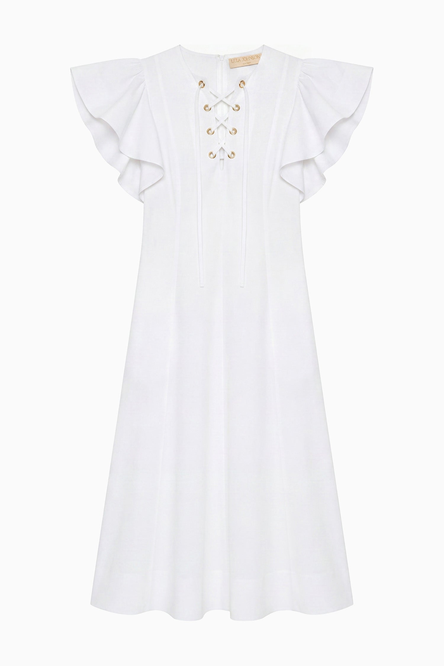 Ulla Johnson Odessa PF260144 robe midi coton blanc cowrie