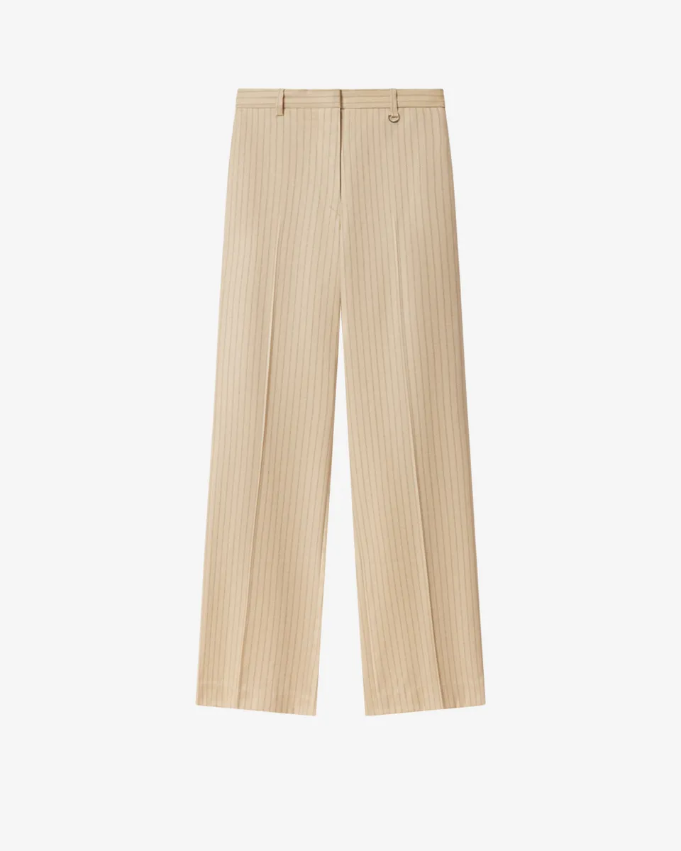 Isabel Marant Noanda pantalon laine beige à rayures