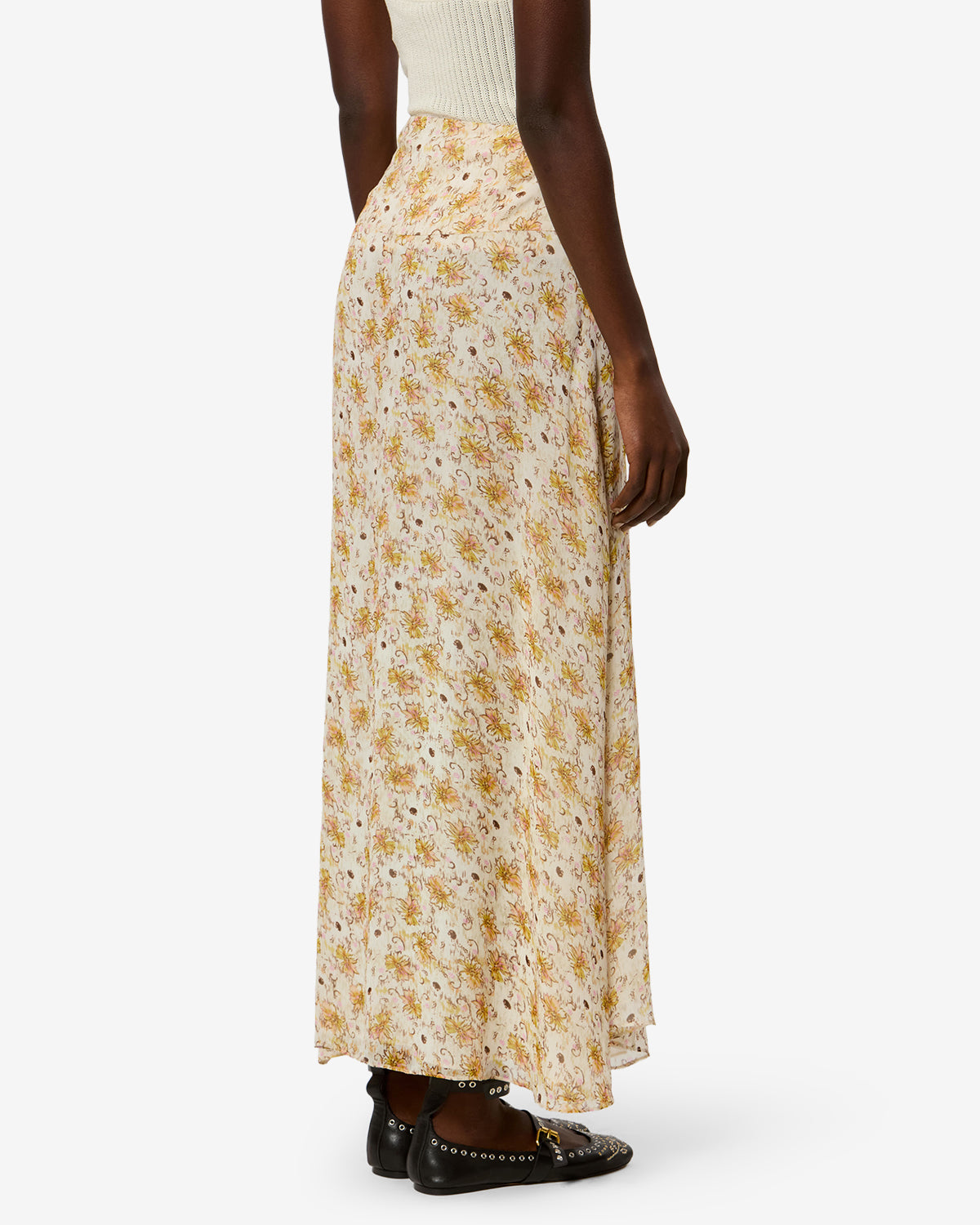 Isabel Marant Fran JU0540FA jupe longue jaune-écru imprimée