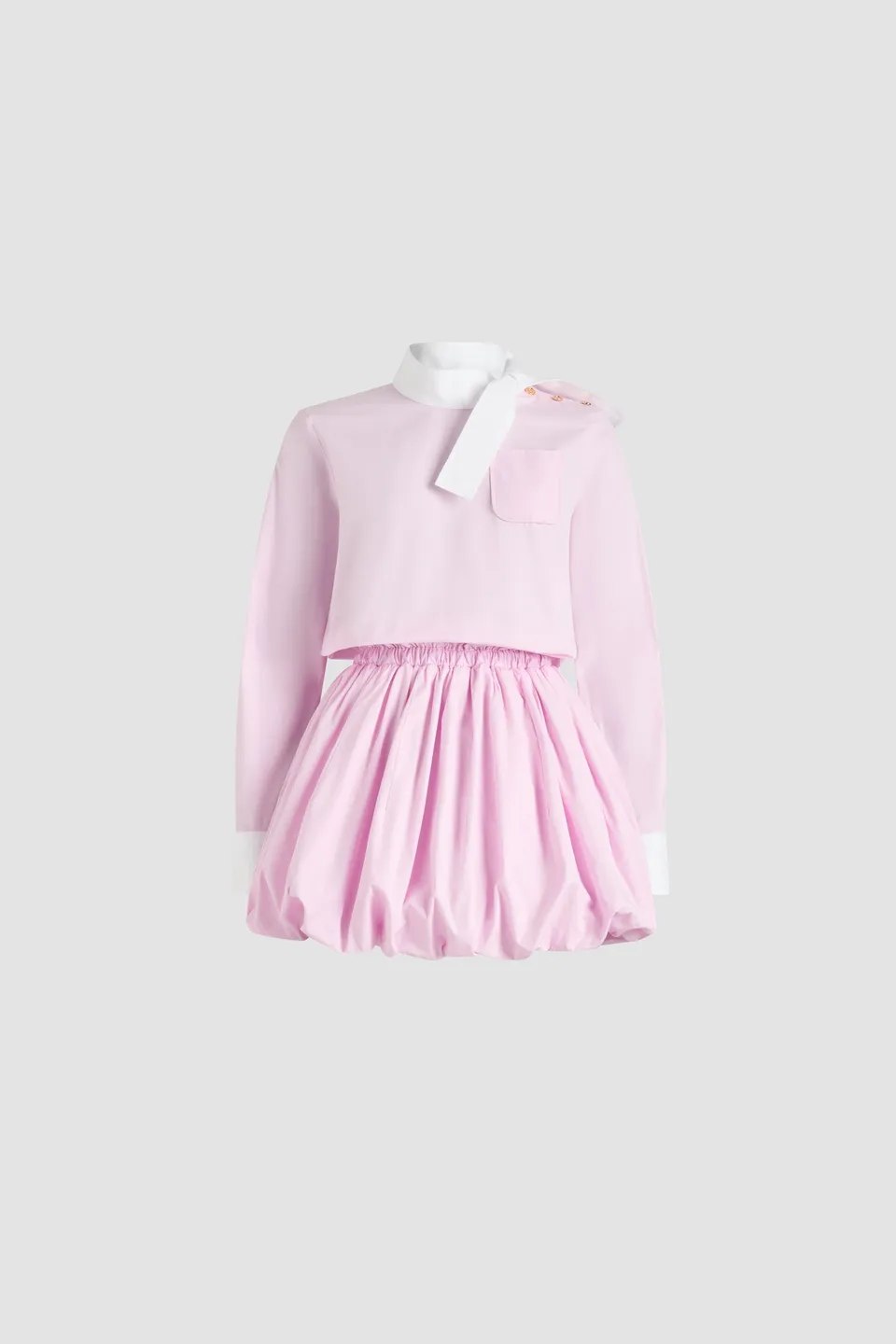 Patou H25DR202 robe mini popeline Pink Pearl bulle
