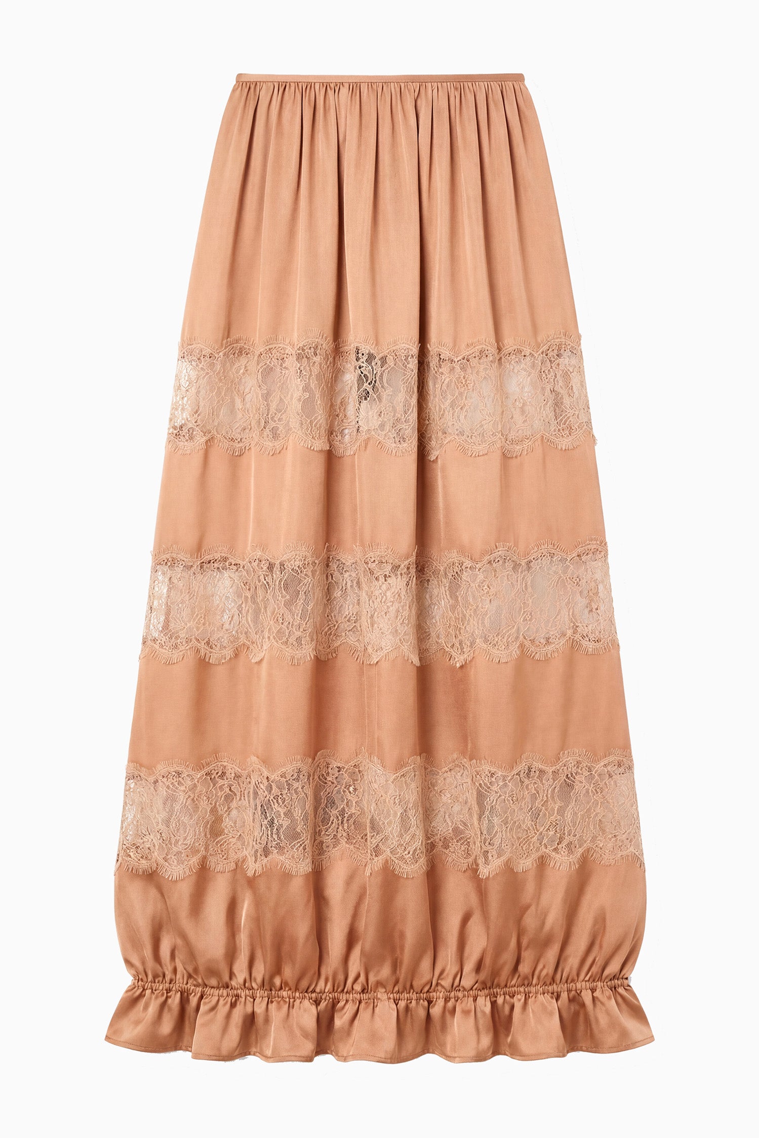 Ulla Johnson Chantal Jupe Midi Soie Macaroon Dentelle
