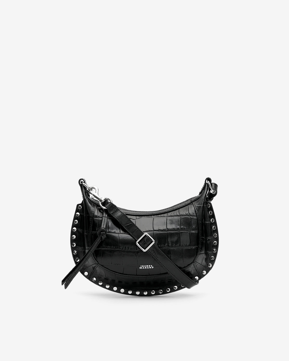 Isabel Marant Oskan Moon sac cuir croco noir argenté