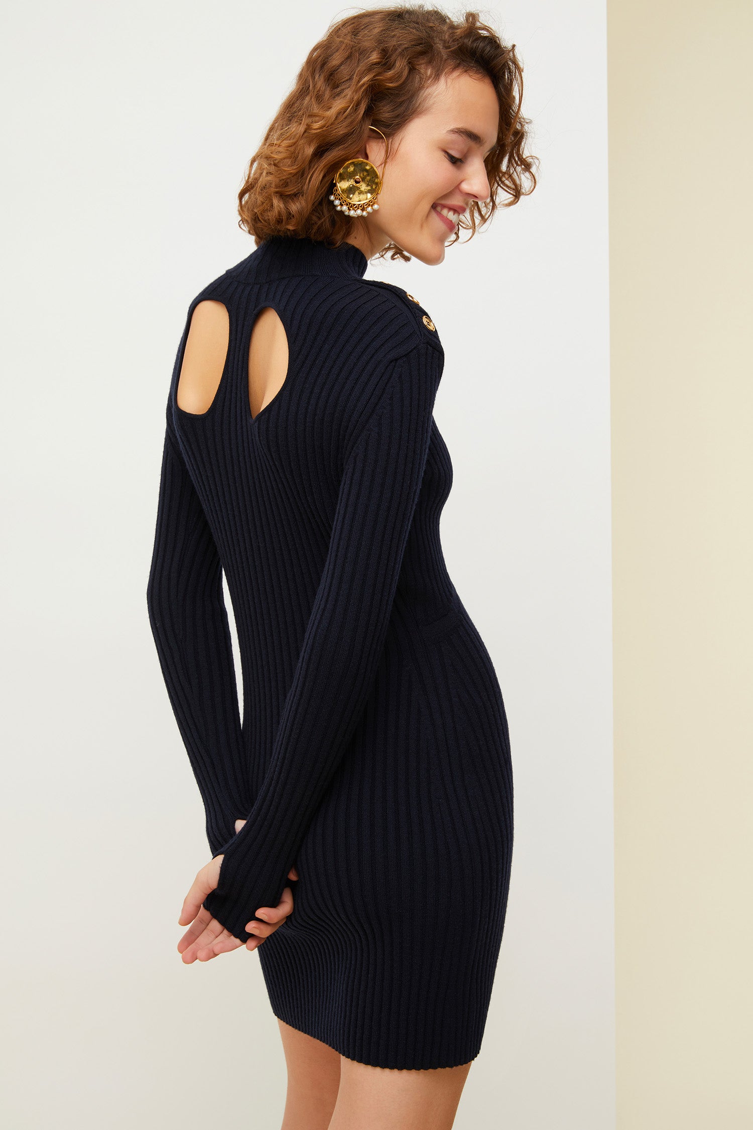 Patou KN0078003699N robe maille bleu marine laine