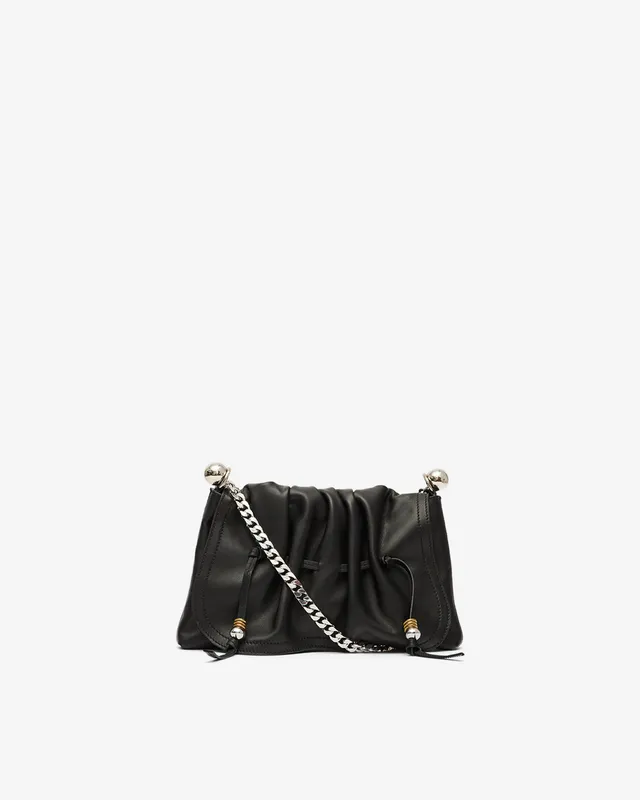 Isabel Marant Bolton Pouch sac cuir noir et argenté
