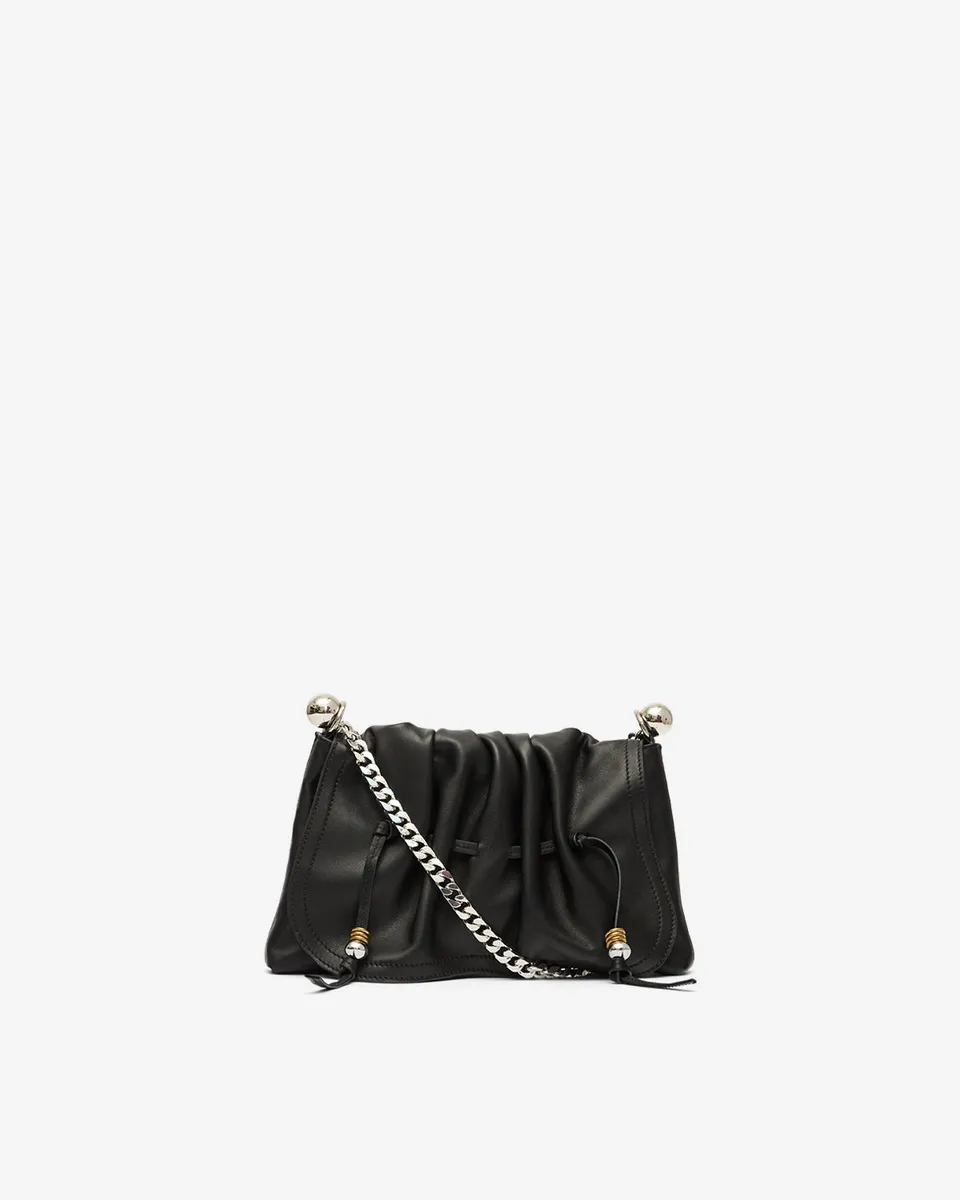 Isabel Marant Bolton Pouch sac cuir noir et argenté