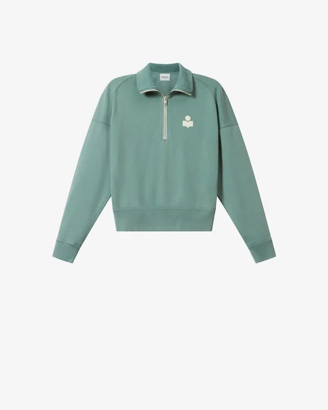 Isabel Marant Ross SW0093FA sweatshirt sauge écru coton