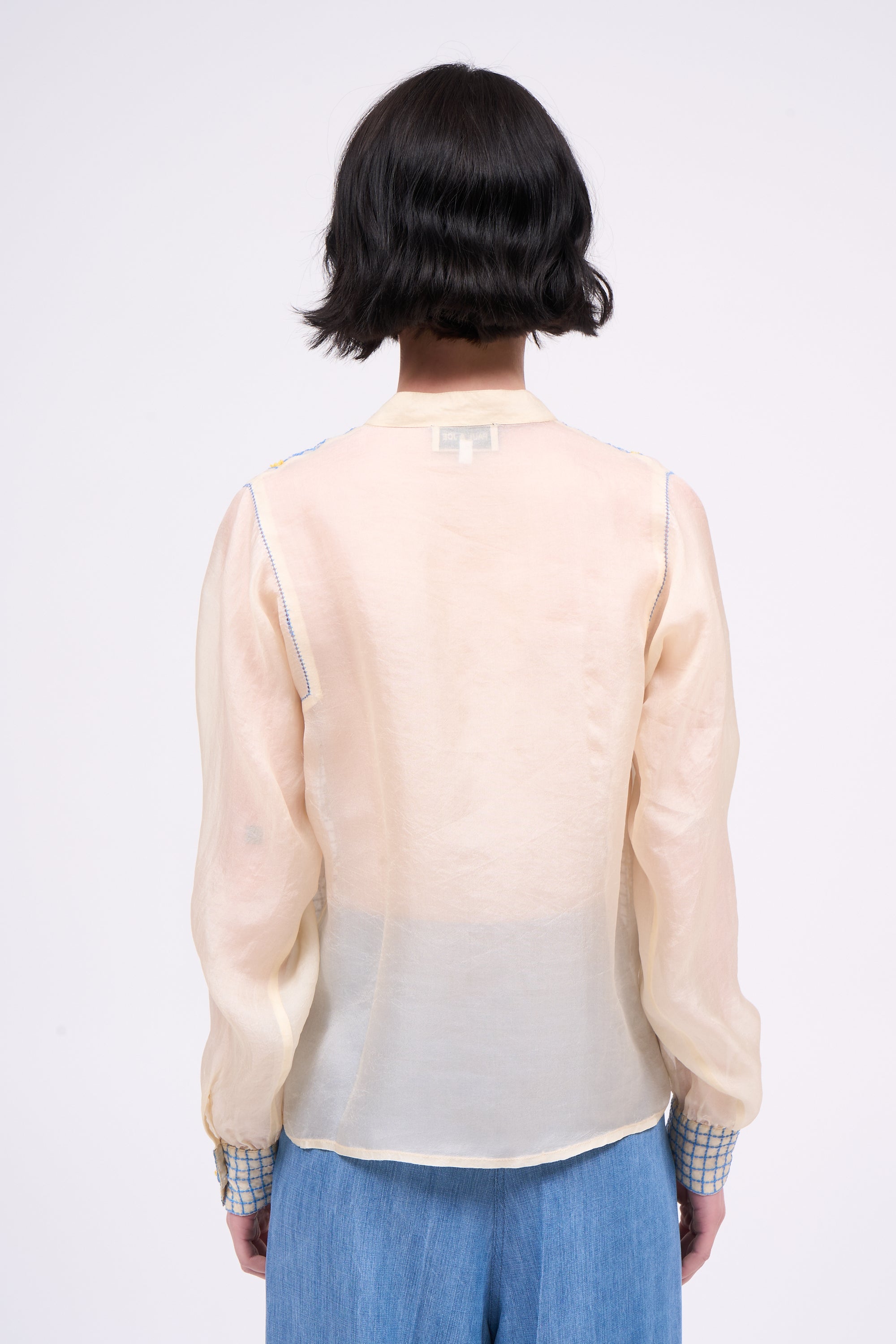 Paul & Joe Sicile Chemisier organza soie beige clair brodé