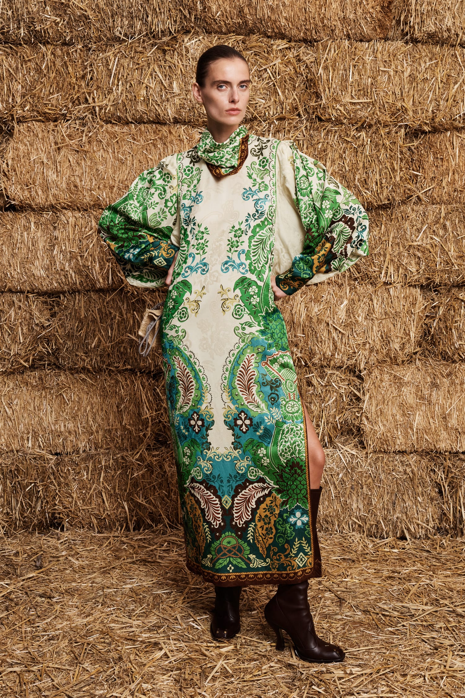 Alemaïs Florence robe midi satin botanique