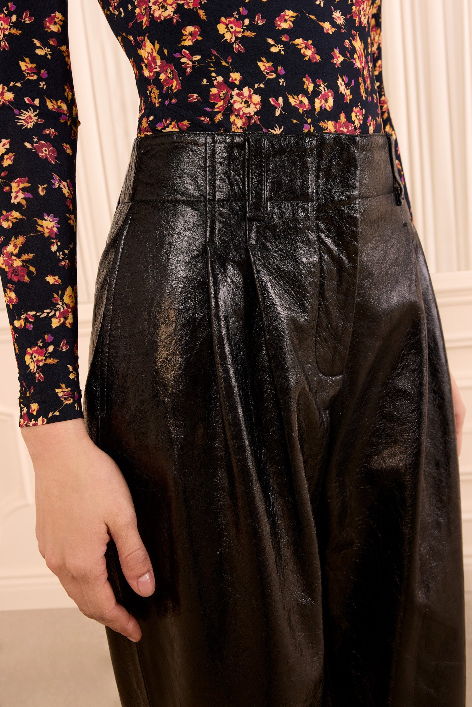 Ulla Johnson Keiran Leather Pant pantalon cuir noir agneau