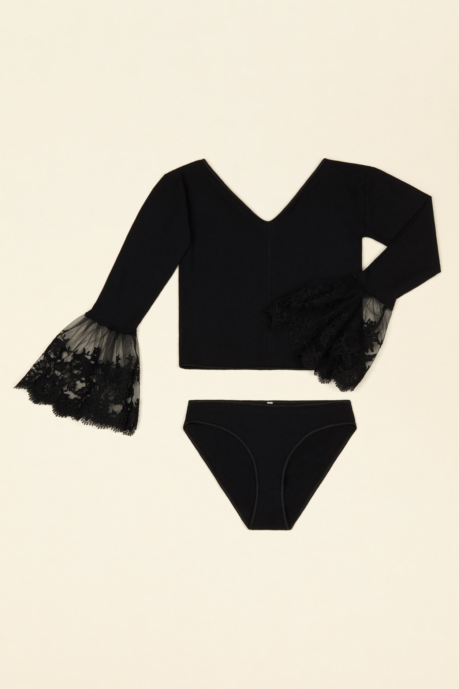 Patou Lingerie ensemble coton bio dentelle noir XS